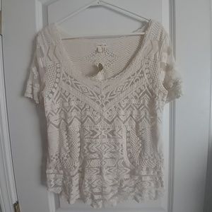 Cute cream colored top from Anthropology.  Size L.